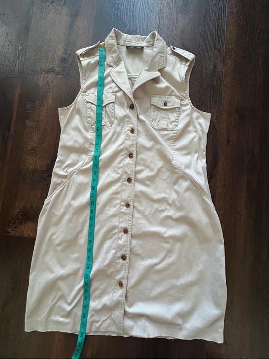 Jones New York Khaki Shirt Dress Sleeveless Button Front Size 14 - Picture 8 of 8